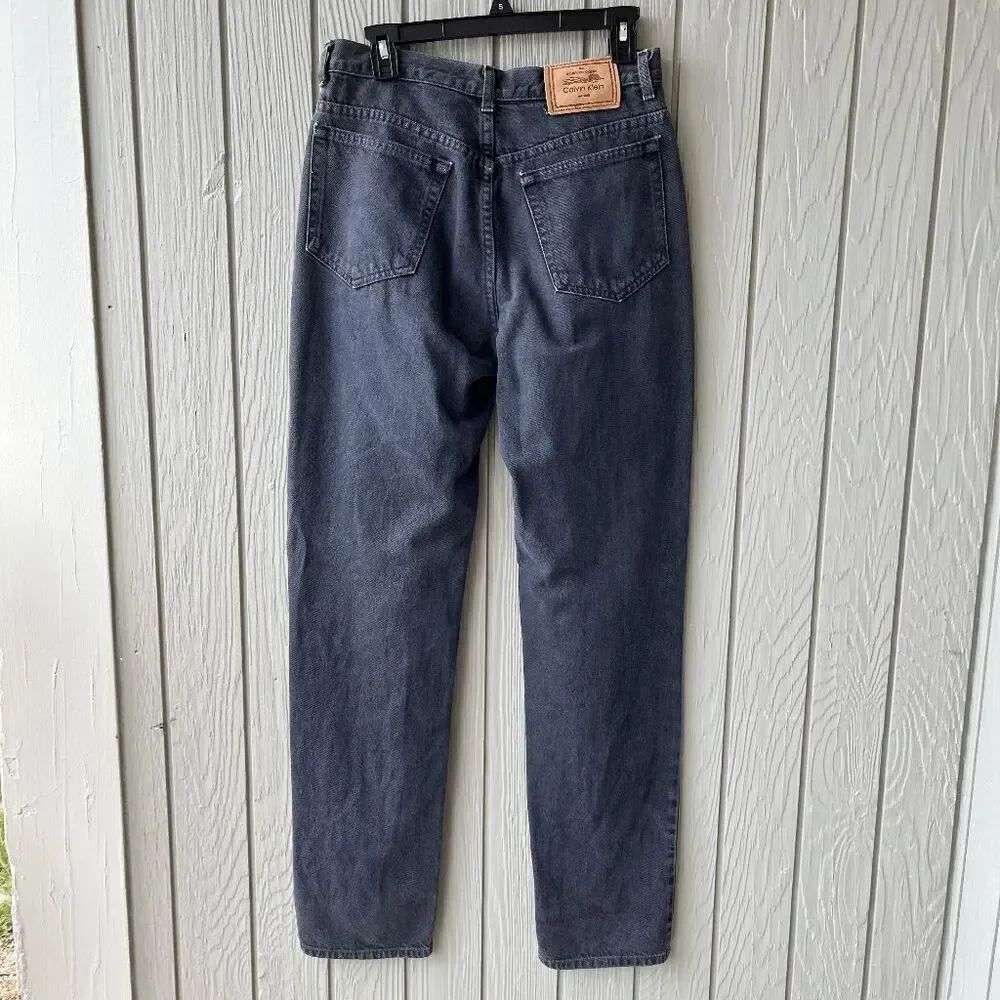 VTG 90s Calvin Klein Black Jeans USA High Rise Straight Leg Mom 10/12